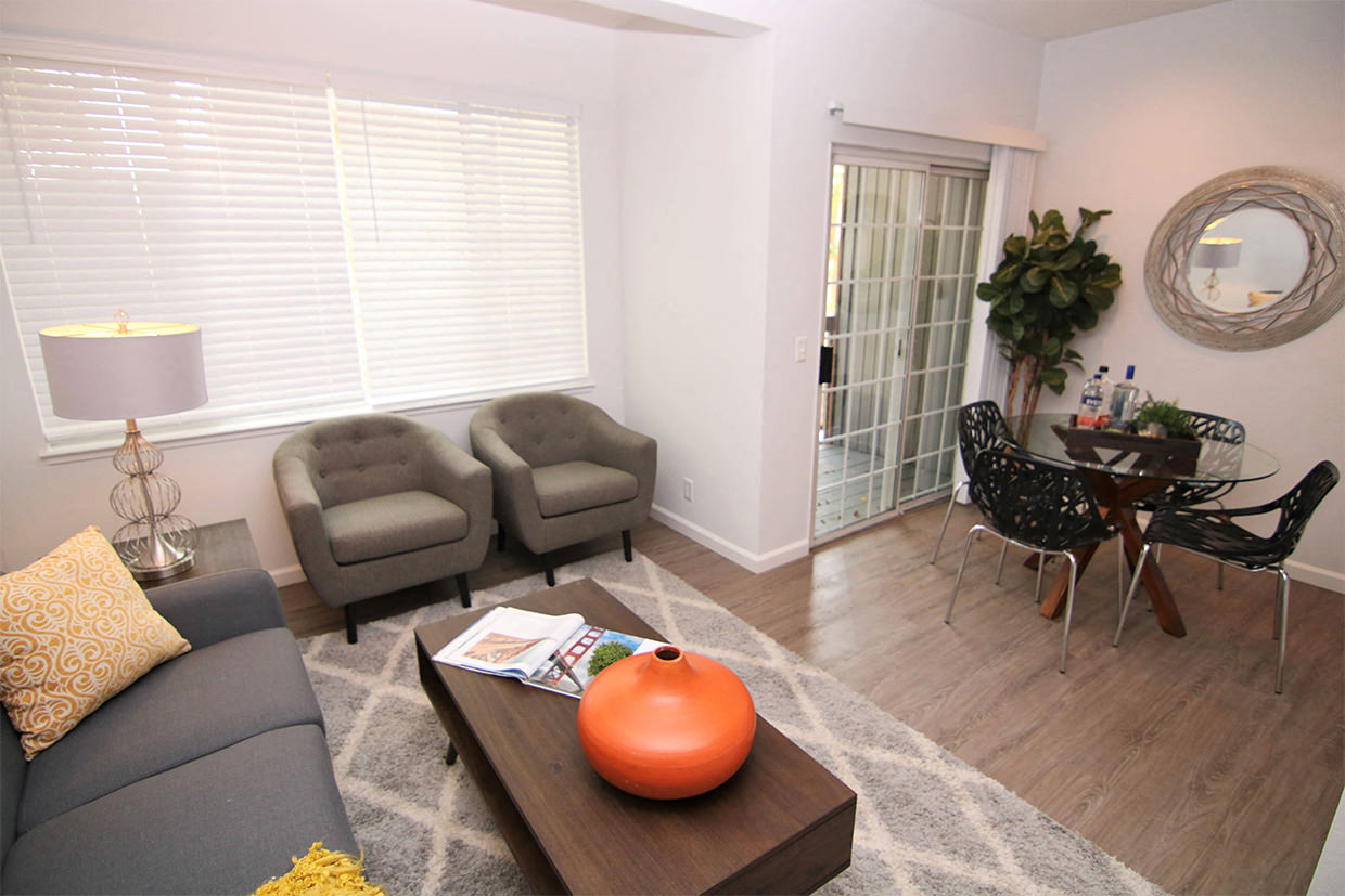 View of living room and dining room